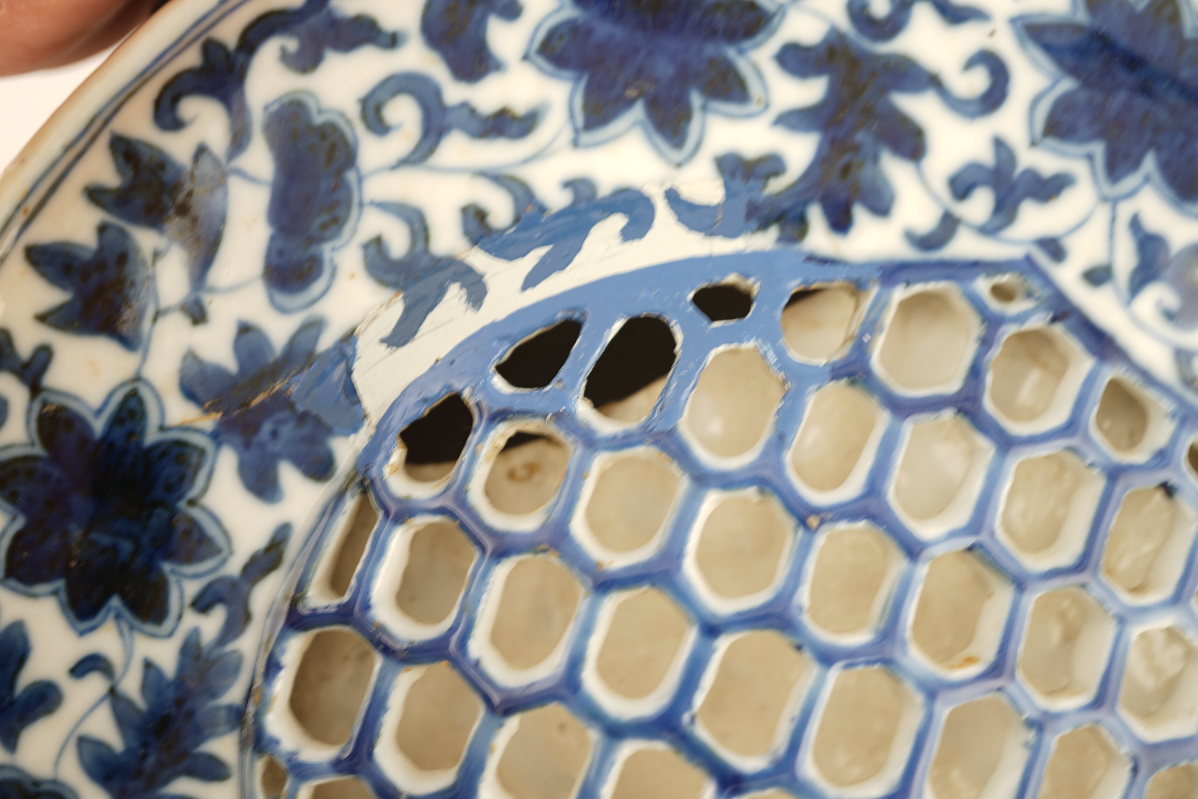 A Chinese blue and white moonflask, Daoguang six character mark and of the period, neck reduced